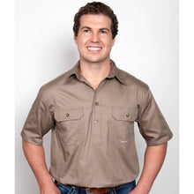 Load image into Gallery viewer, Men&#39;s - Adam - 1/2 Button Short Sleeve - Brown
