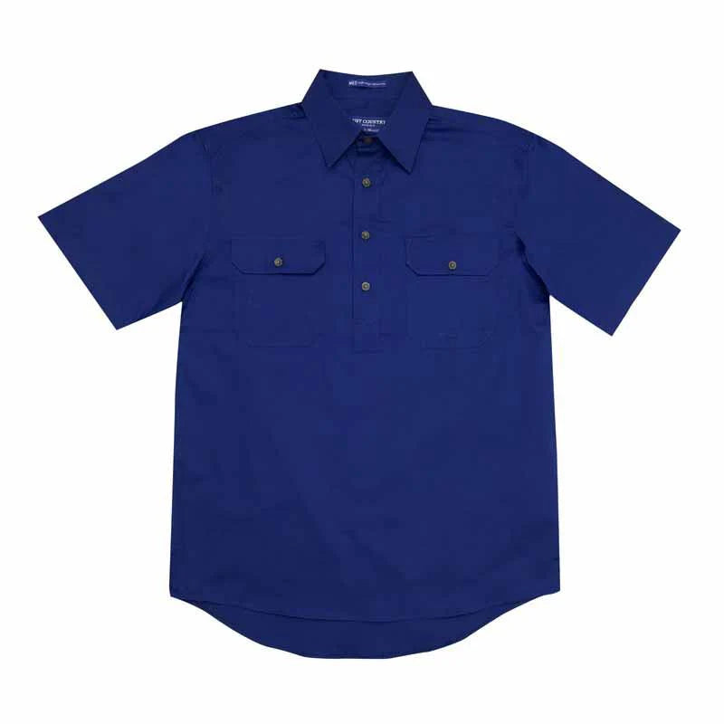 Men's - Adam - 1/2 Button Short Sleeve - Cobalt