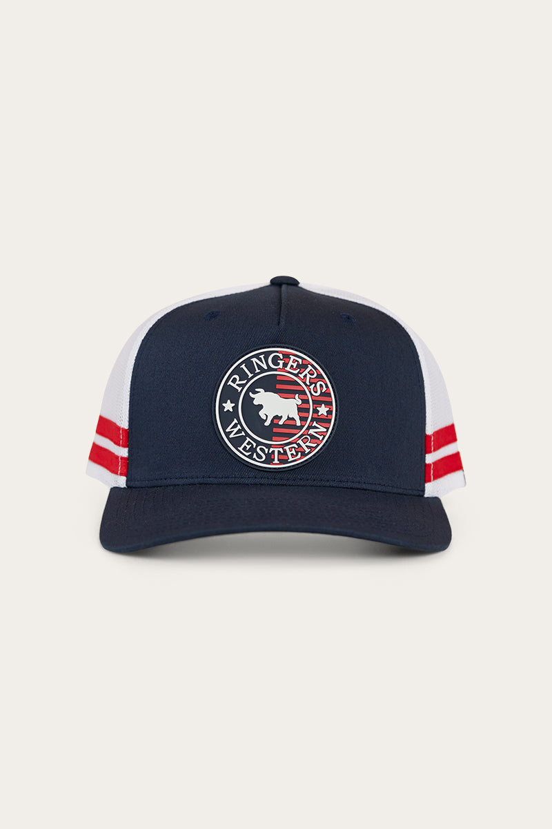 Signature Bull Flag Trucker Cap - Navy