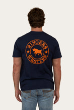 Load image into Gallery viewer, Signature Bull Mens Loose Fit T-Shirt - Navy/Orange
