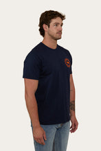 Load image into Gallery viewer, Signature Bull Mens Loose Fit T-Shirt - Navy/Orange
