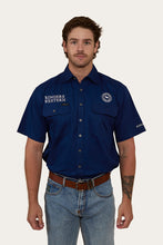 Load image into Gallery viewer, HAWKEYE MENS SHORT SLEEVE FULL BUTTON WORK SHIRT - NAVY / WHITE
