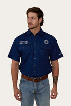 Load image into Gallery viewer, HAWKEYE MENS SHORT SLEEVE FULL BUTTON WORK SHIRT - NAVY / WHITE
