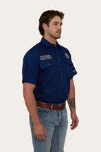 Load image into Gallery viewer, HAWKEYE MENS SHORT SLEEVE FULL BUTTON WORK SHIRT - NAVY / WHITE
