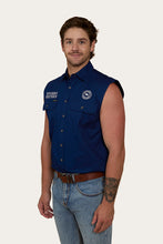 Load image into Gallery viewer, HAWKEYE FLAG MENS SLEEVELESS WORK SHIRT - NAVY
