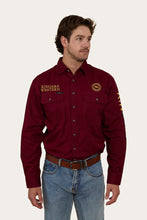 Load image into Gallery viewer, HAWKEYE FLAG MENS FULL BUTTON WORK SHIRT - BURGUNDY
