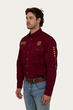 Load image into Gallery viewer, HAWKEYE FLAG MENS FULL BUTTON WORK SHIRT - BURGUNDY
