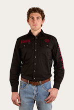 Load image into Gallery viewer, Hawkeye mens Full Button Work Shirt - Black/Red
