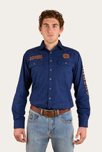 Load image into Gallery viewer, Hawkeye Mens Full Button Work Shirt - Navy/Orange
