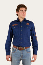 Load image into Gallery viewer, Hawkeye Mens Full Button Work Shirt - Navy/Orange
