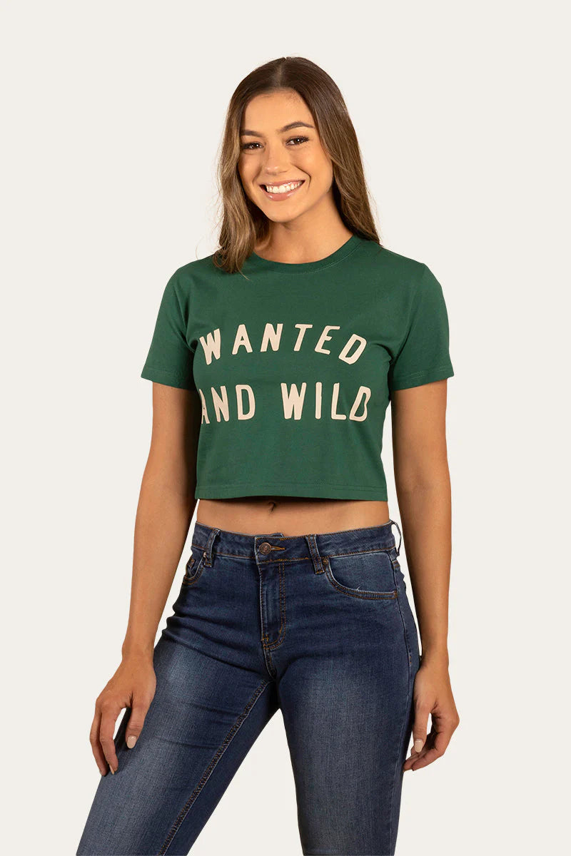 WANTED WOMENS CROPPED T-SHIRT - EMERALD
