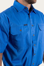 Load image into Gallery viewer, LAKE ARGYLE MENS SHORT SLEEVE FULL BUTTON WORK SHIRT - BLUE
