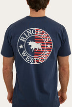 Load image into Gallery viewer, Signature Bull Flag Mens Stock Fit T Shirt - Navy
