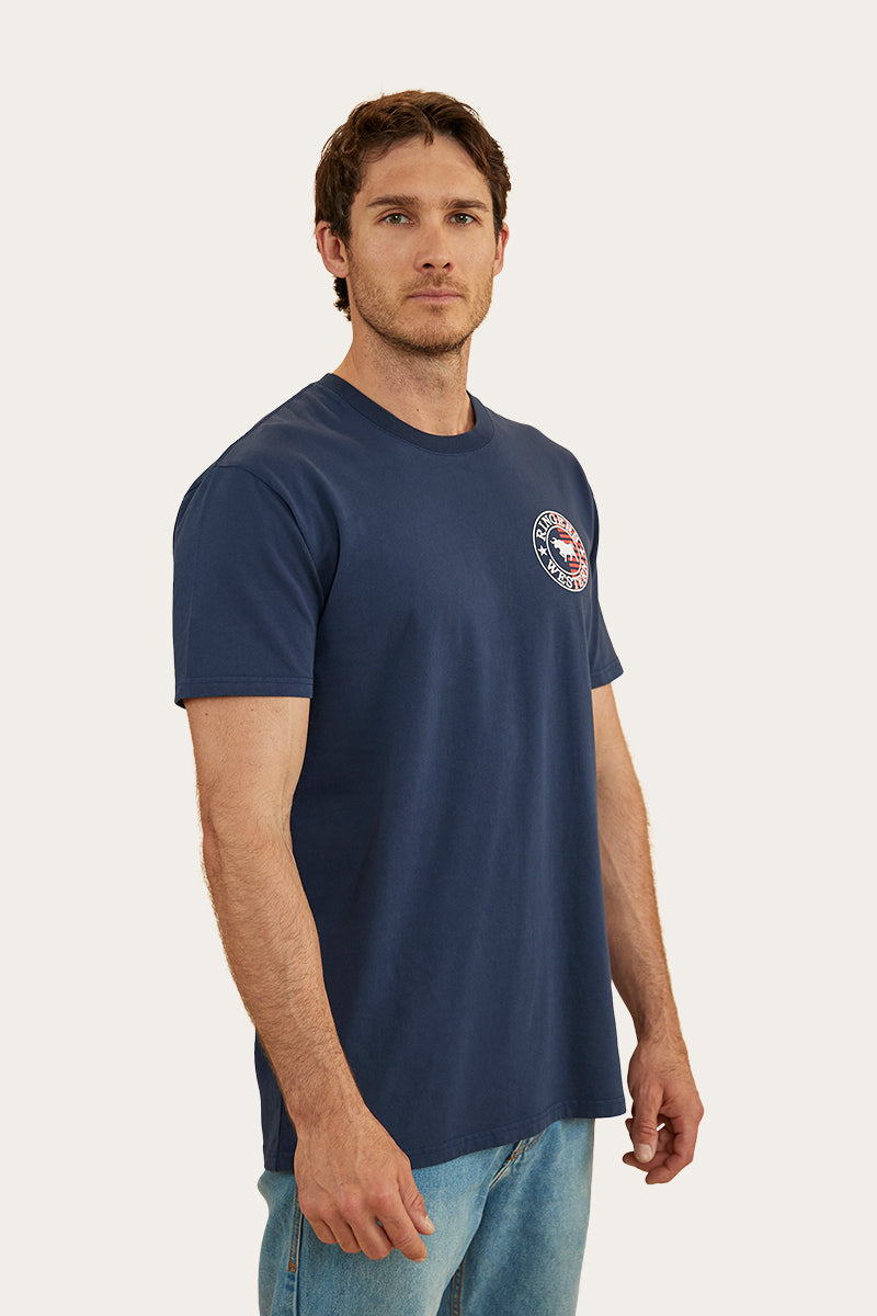 Signature Bull Flag Mens Stock Fit T-Shirt - Navy