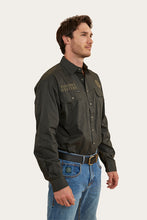 Load image into Gallery viewer, HAWKEYE MENS FULL BUTTON WORK SHIRT - CHARCOAL/MILITARY GREEN
