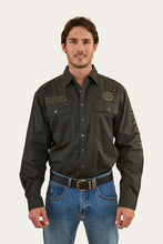 Load image into Gallery viewer, HAWKEYE MENS FULL BUTTON WORK SHIRT - CHARCOAL/MILITARY GREEN
