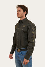 Load image into Gallery viewer, HAWKEYE MENS FULL BUTTON WORK SHIRT - CHARCOAL/MILITARY GREEN
