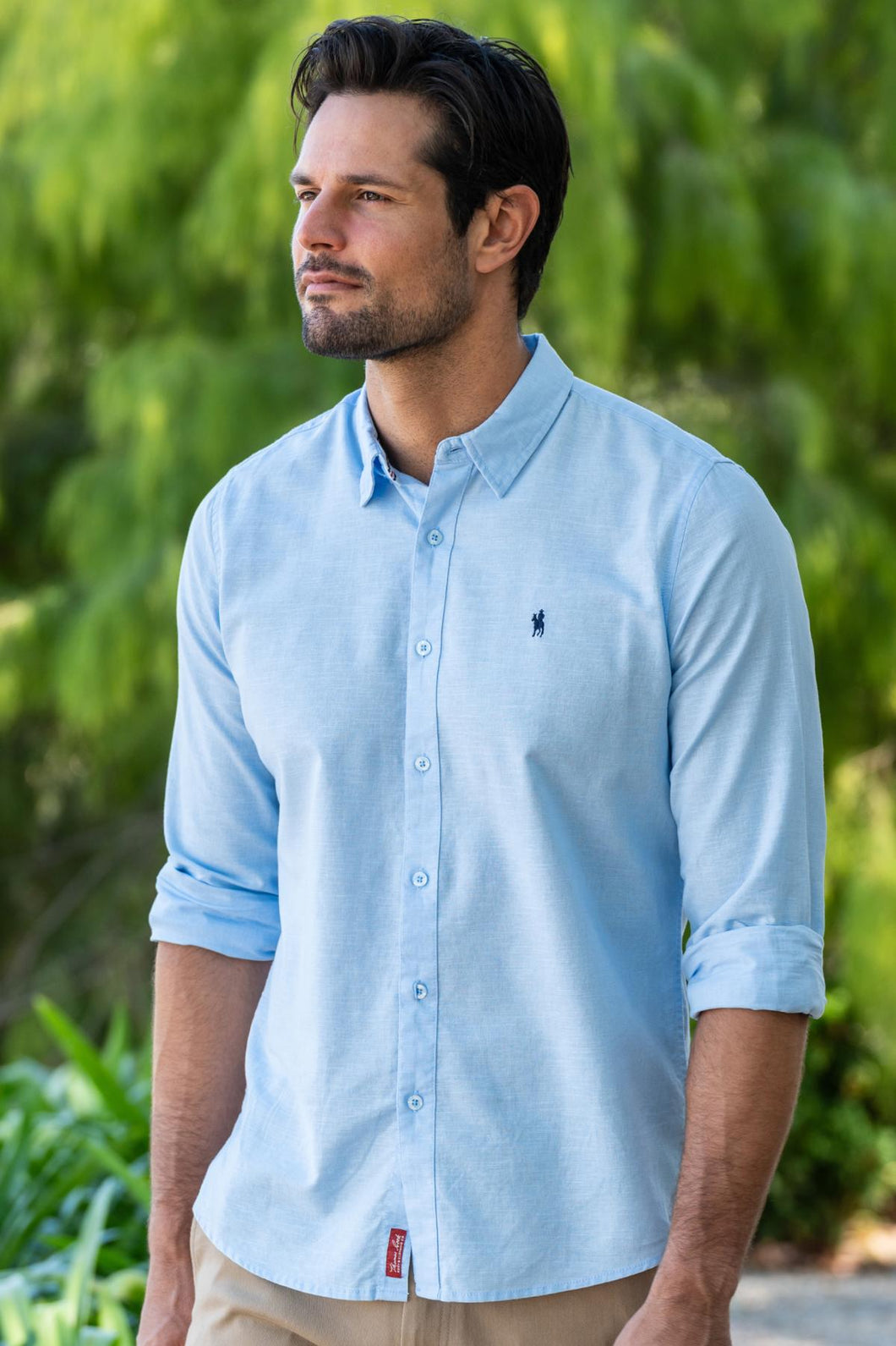 MEN’S TC LINEN TAILORED LONG SLEEVE SHIRT - LIGHT BLUE