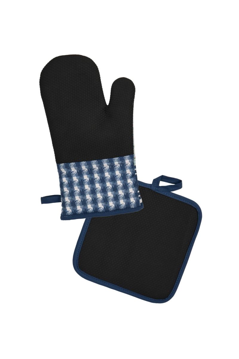 TC OVEN MITT & POT HOLDER SET Navy/White