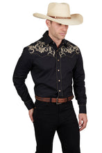 Load image into Gallery viewer, MEN’S ADAM EMBROIDERED LONG SLEEVE SHIRT - BLACK
