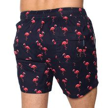 Load image into Gallery viewer, Limited Edition Men&#39;s Swim Short - Flamingo Print on Dark Navy
