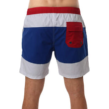 Load image into Gallery viewer, Margaret River Men&#39;s Panel Stretch Pull On Swim Short Aus Blue/White
