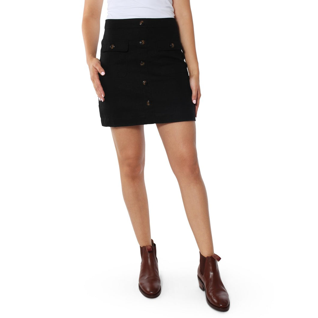 Nikita Womens Linen Skirt - Black