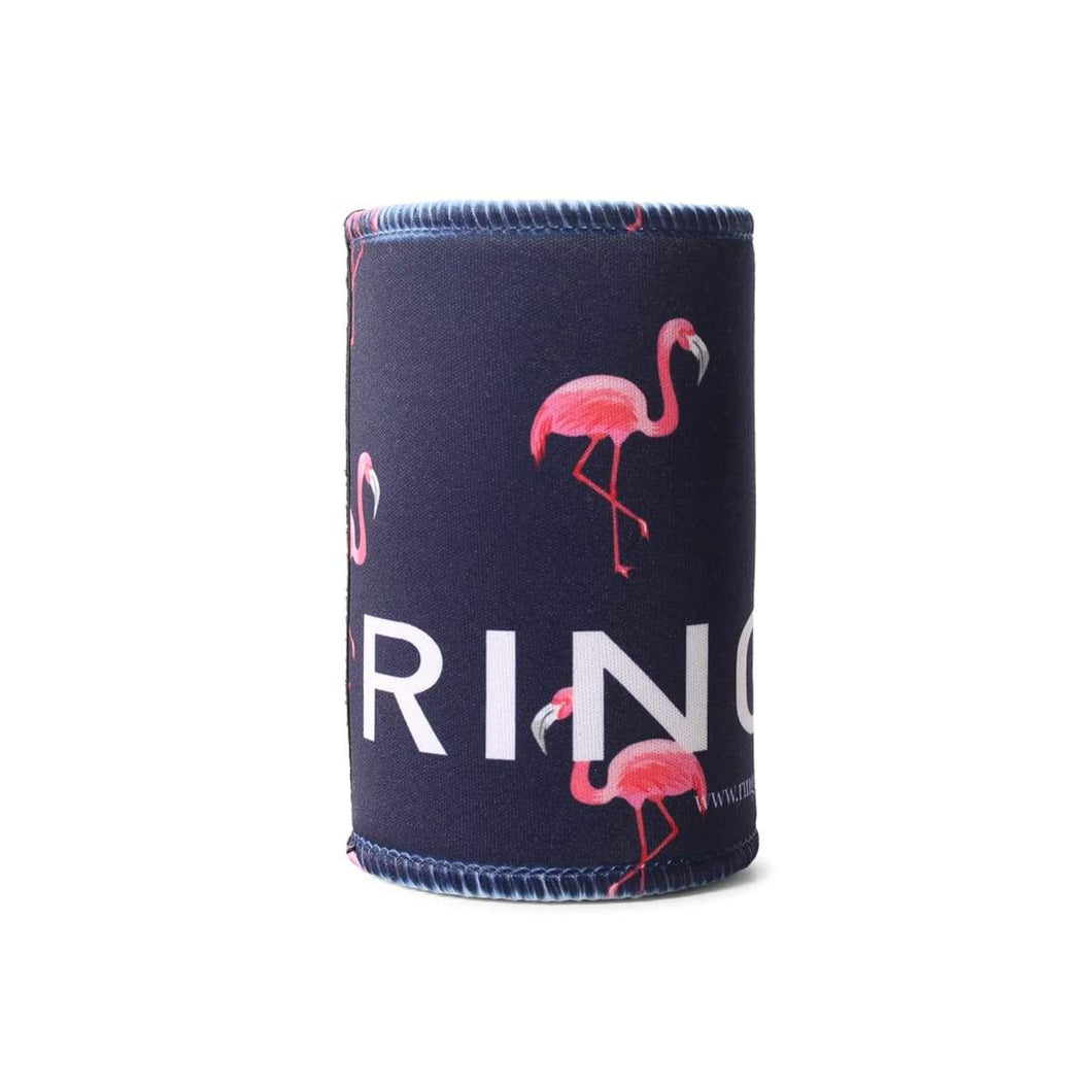 Limited Edition Stubby Cooler - Flamingo Print on Dark Navy
