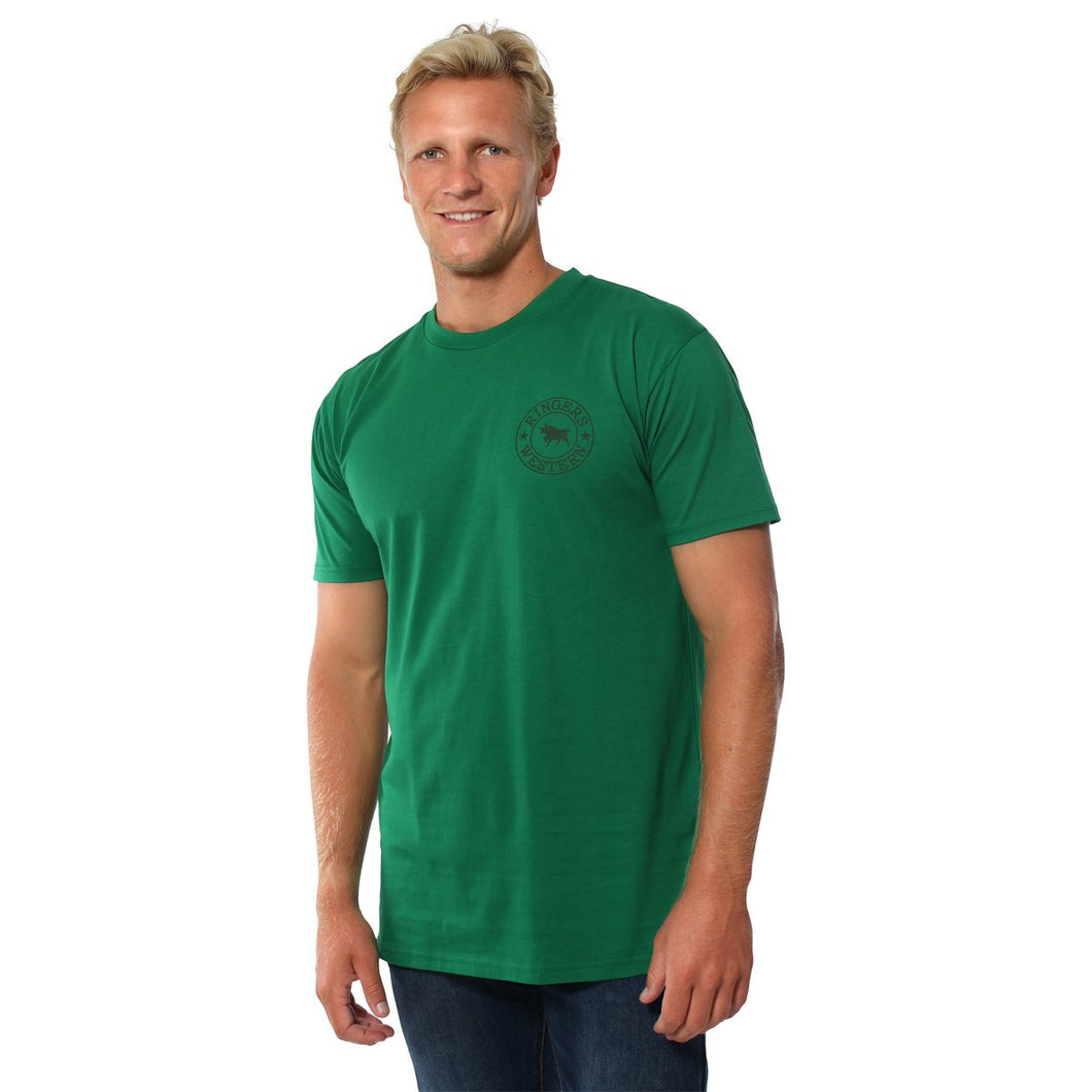 Signature Bull Mens Original Fit T-Shirt - Green with Dark Green Print