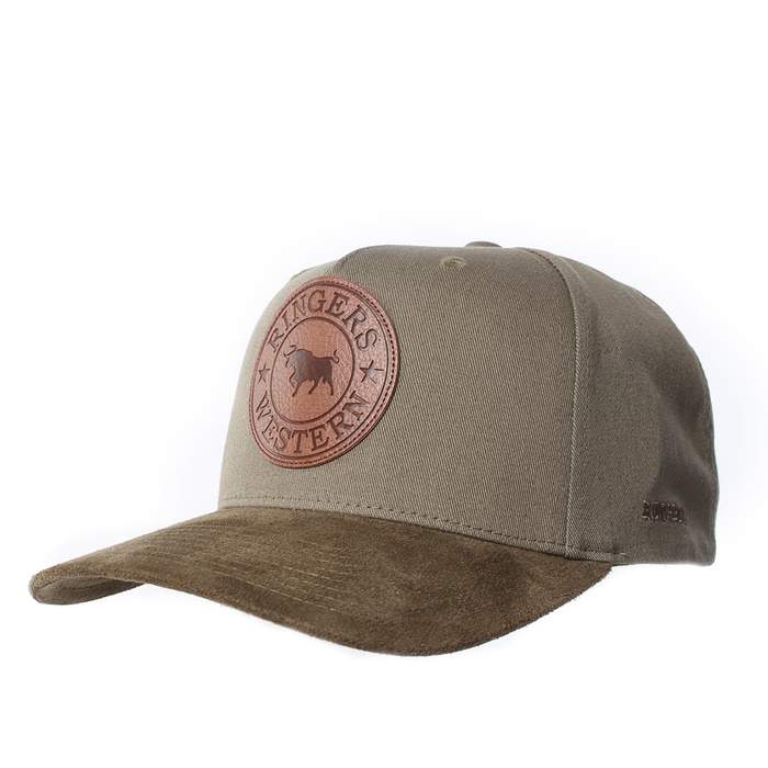Signature Bull Baseball Cap Khaki with Leather Suede Patch