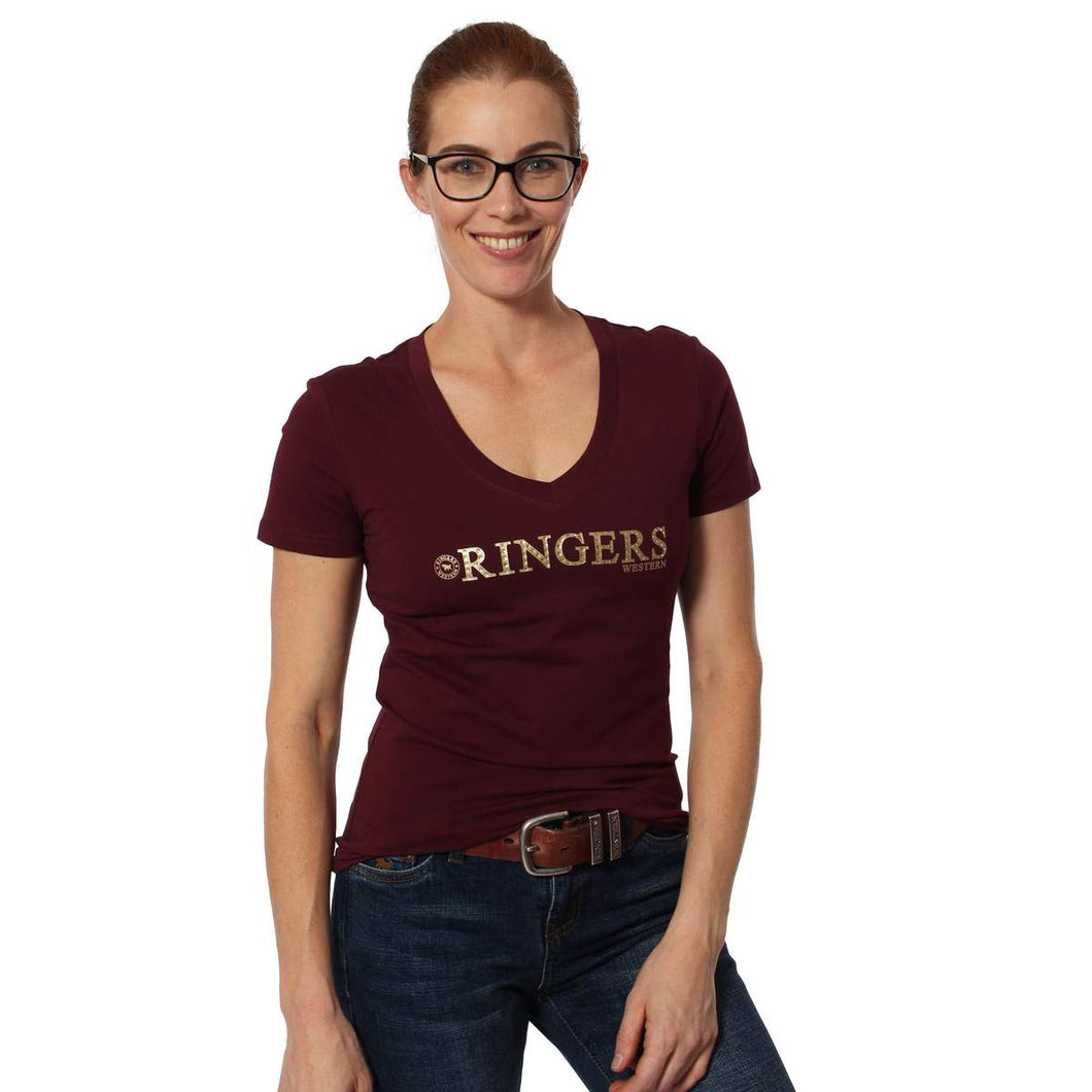 Tanami Womens Scoop Neck Fitted Top Burgundy